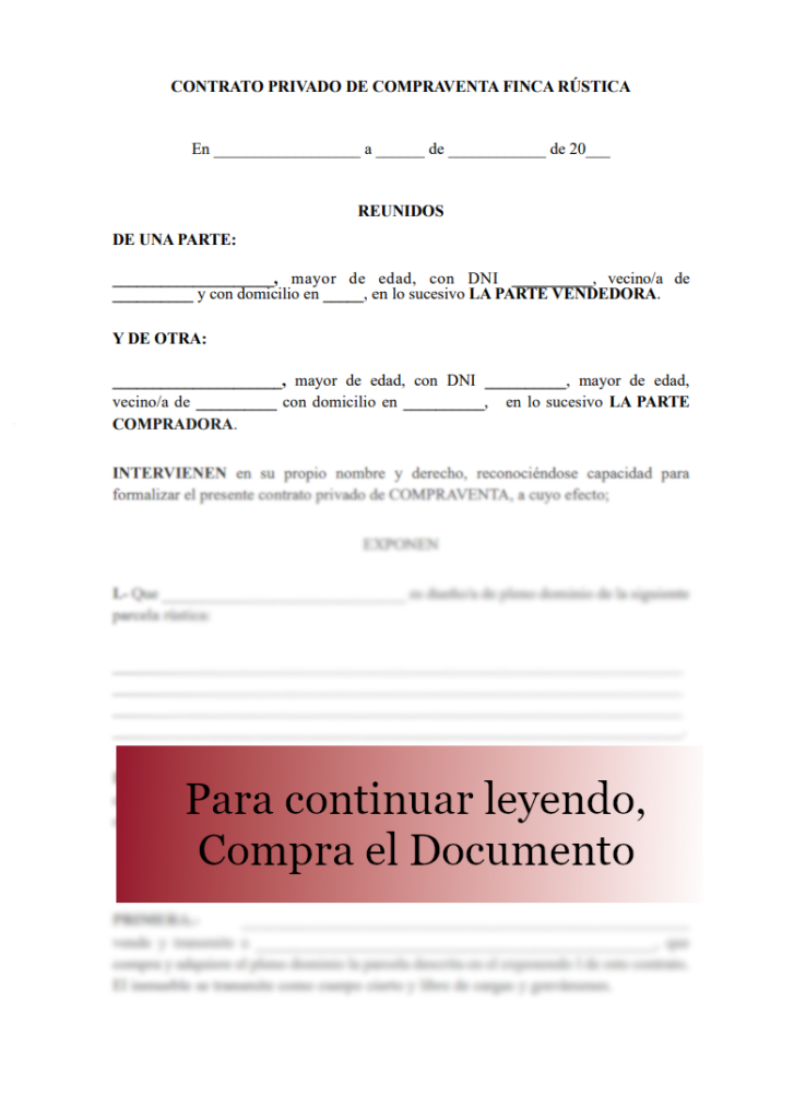 Contrato de Compraventa de Terreno Rústico Documentos y Contratos RGC