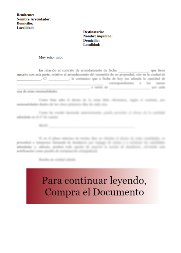 10-26 Modelo escrito reclamación renta alquiler