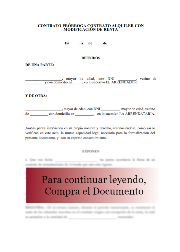 6-26 Contrato de prórroga alquiler vivienda con modificación renta