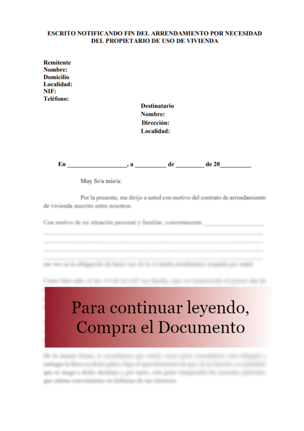 8-26 Escrito solicitando uso vivienda alquilada para uso del propietario